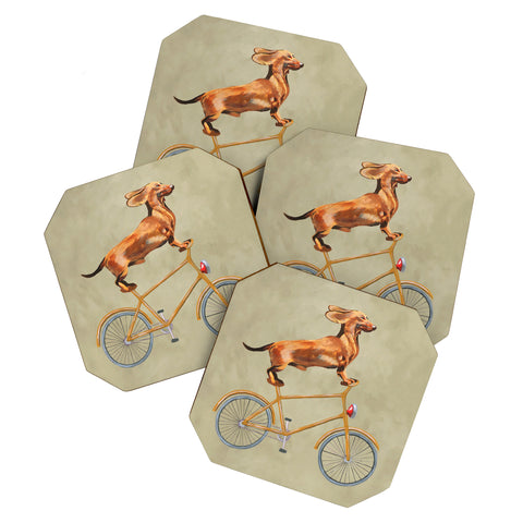Coco de Paris Daschund on bicycle Coaster Set