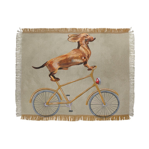 Coco de Paris Daschund on bicycle Throw Blanket