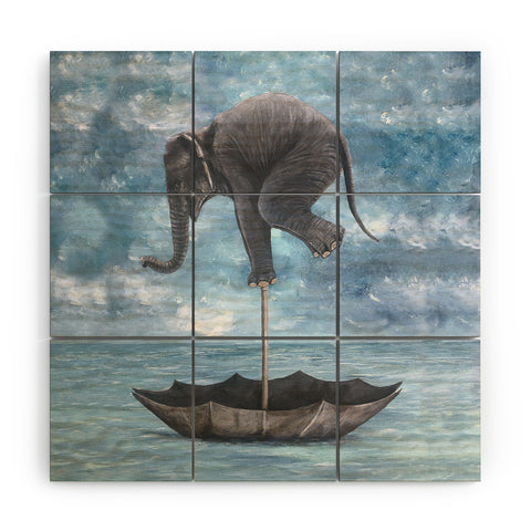 Coco de Paris Elephant in balance Wood Wall Mural