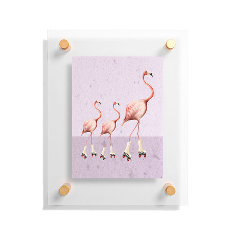 Coco de Paris Flamingo familly on rollerskates Floating Acrylic Print