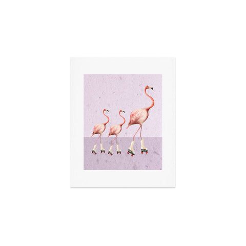 Coco de Paris Flamingo familly on rollerskates Art Print