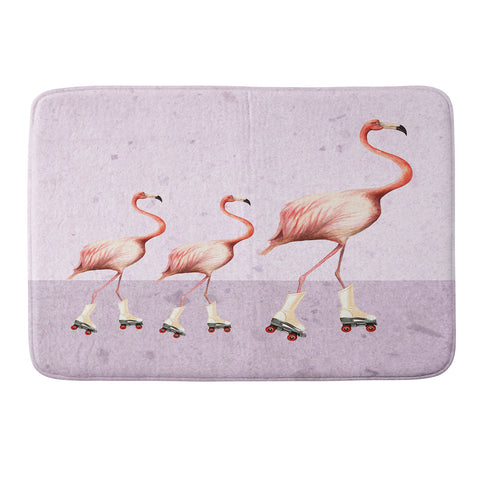 Coco de Paris Flamingo familly on rollerskates Memory Foam Bath Mat