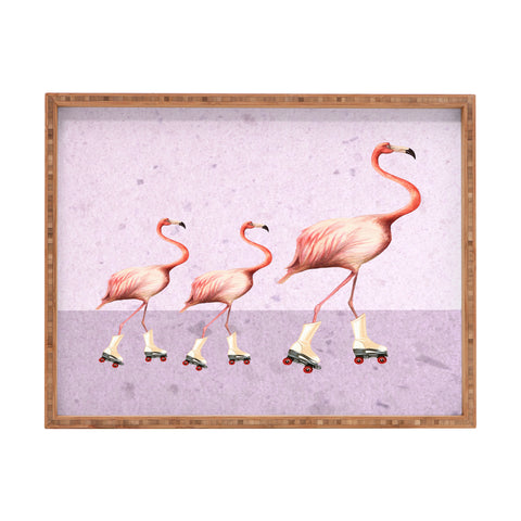 Coco de Paris Flamingo familly on rollerskates Rectangular Tray