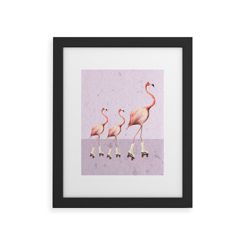 Coco de Paris Flamingo familly on rollerskates Framed Art Print