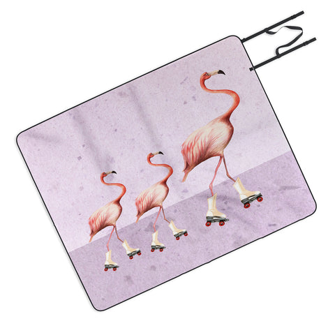 Coco de Paris Flamingo familly on rollerskates Picnic Blanket