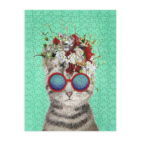 Coco de Paris Flower Power Cat turquoise Puzzle