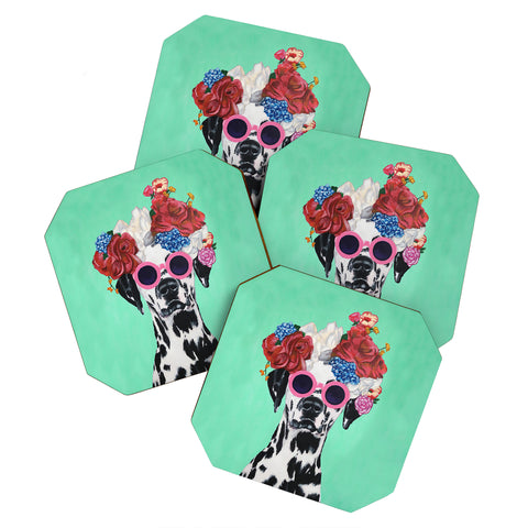 Coco de Paris Flower Power Dalmatian turquoise Coaster Set