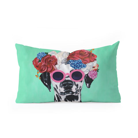 Coco de Paris Flower Power Dalmatian turquoise Oblong Throw Pillow