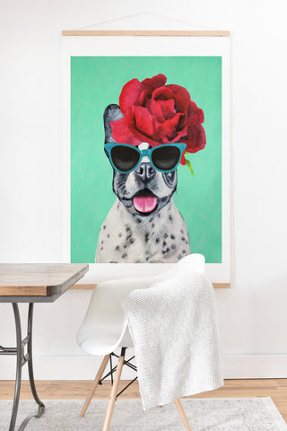 Coco de Paris Flower Power Pug turquoise Art Print And Hanger