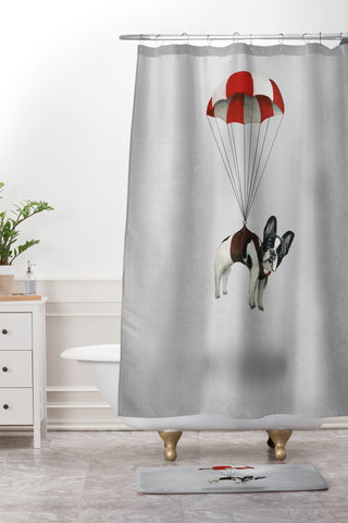 Coco de Paris Flying Frenchie Shower Curtain And Mat