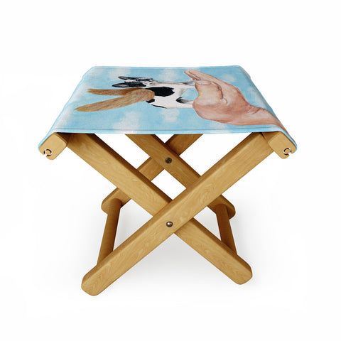 Coco de Paris Frenchie with golden wings Folding Stool