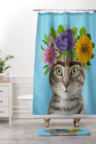 Coco de Paris Frida Kahlo Cat Shower Curtain And Mat