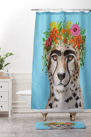 Coco de Paris Frida Kahlo Cheetah Shower Curtain And Mat