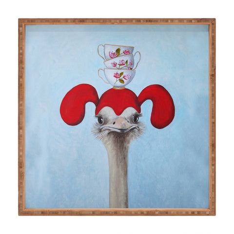 Coco de Paris Funny ostrich with stacking teacups Square Tray