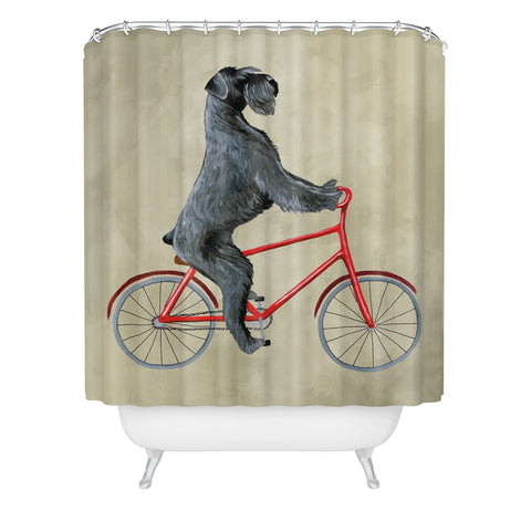 Coco de Paris Giant schnauzer on bicycle Shower Curtain
