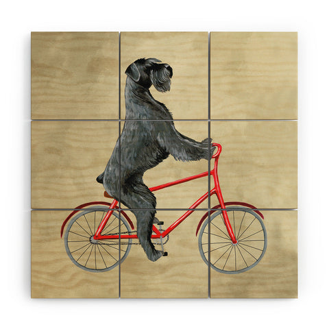 Coco de Paris Giant schnauzer on bicycle Wood Wall Mural