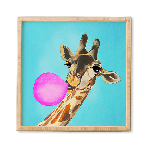 Coco de Paris Giraffe blowing bubblegum Framed Wall Art