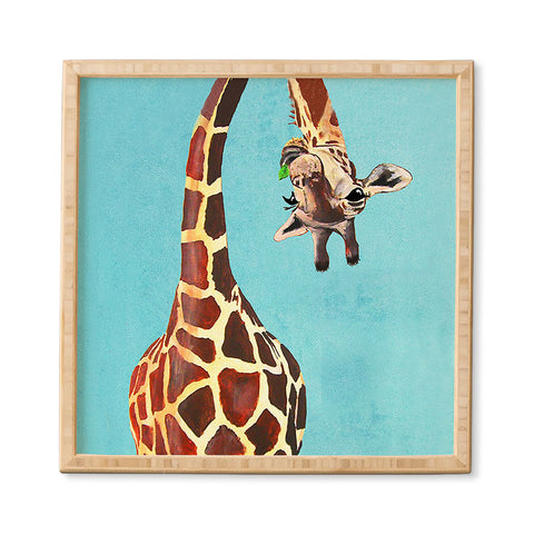 Coco de Paris Giraffe with green leaf Framed Wall Art