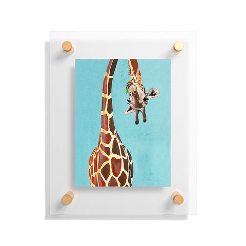Coco de Paris Giraffe with green leaf Floating Acrylic Print
