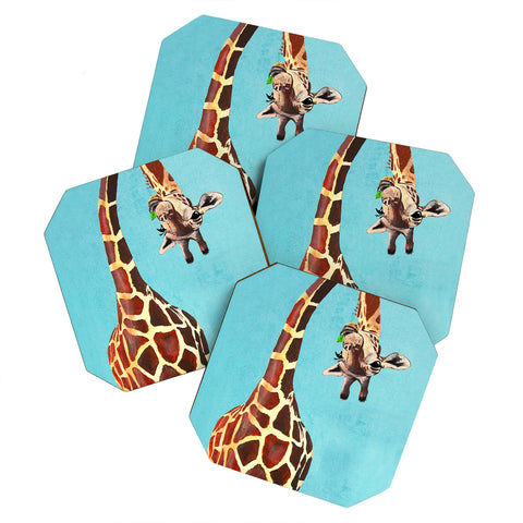 Coco de Paris Giraffe with green leaf Coaster Set
