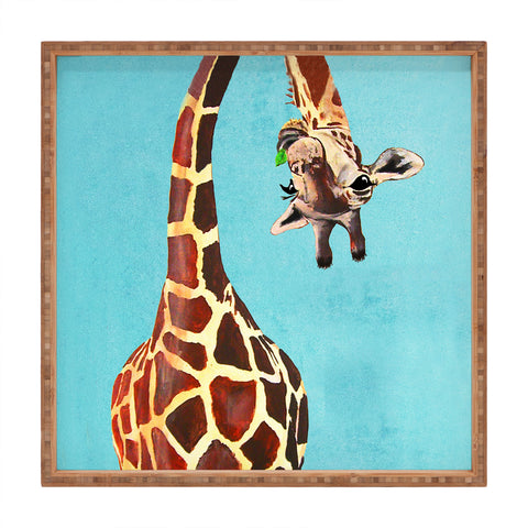 Coco de Paris Giraffe with green leaf Square Tray