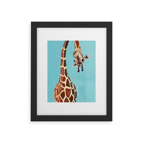 Coco de Paris Giraffe with green leaf Framed Art Print