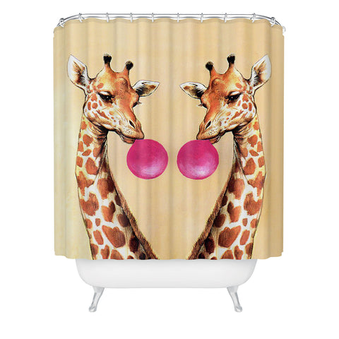 Coco de Paris Giraffes with bubblegum 1 Shower Curtain