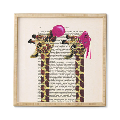 Coco de Paris Giraffes With Bubblegum Framed Wall Art