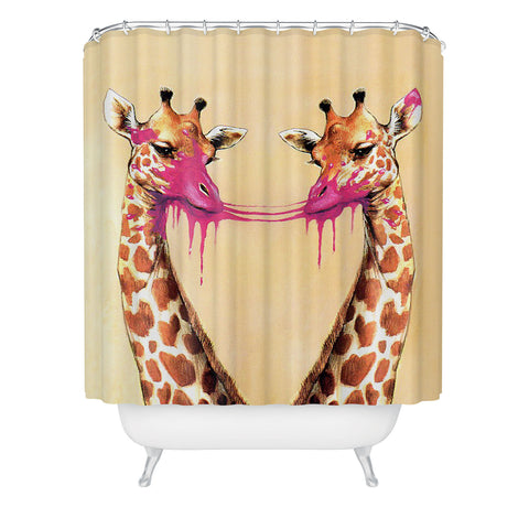 Coco de Paris Giraffes with bubblegum 2 Shower Curtain