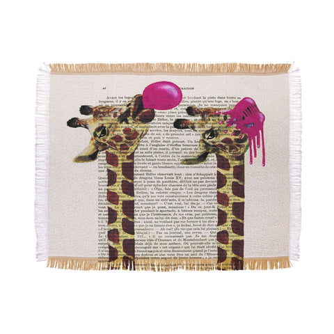 Coco de Paris Giraffes With Bubblegum Throw Blanket