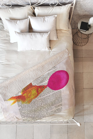 Coco de Paris Goldfish With Bubblegum Fleece Throw Blanket