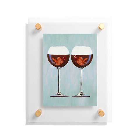 Coco de Paris Goldfishes Wine Love Floating Acrylic Print