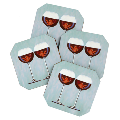 Coco de Paris Goldfishes Wine Love Coaster Set