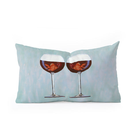 Coco de Paris Goldfishes Wine Love Oblong Throw Pillow