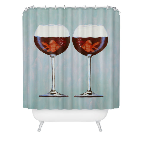 Coco de Paris Goldfishes Wine Love Shower Curtain