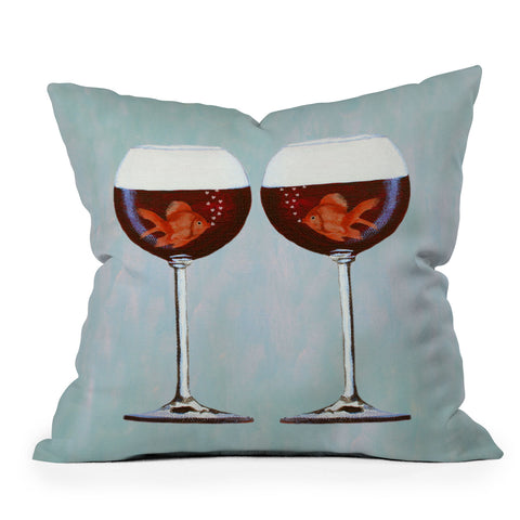 Coco de Paris Goldfishes Wine Love Throw Pillow