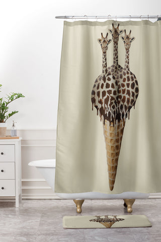 Coco de Paris Icecream giraffes Shower Curtain And Mat