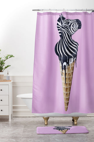 Coco de Paris Icecream zebra Shower Curtain And Mat