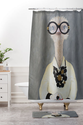 Coco de Paris Iris Apfel Ostrich Shower Curtain And Mat