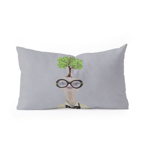 Coco de Paris Iris Apfel ostrich with a tree Oblong Throw Pillow