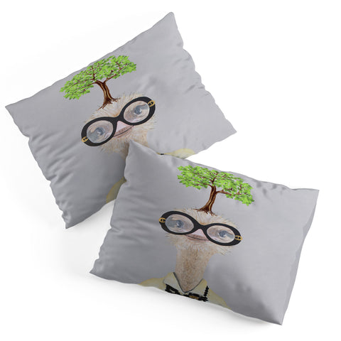 Coco de Paris Iris Apfel ostrich with a tree Pillow Shams