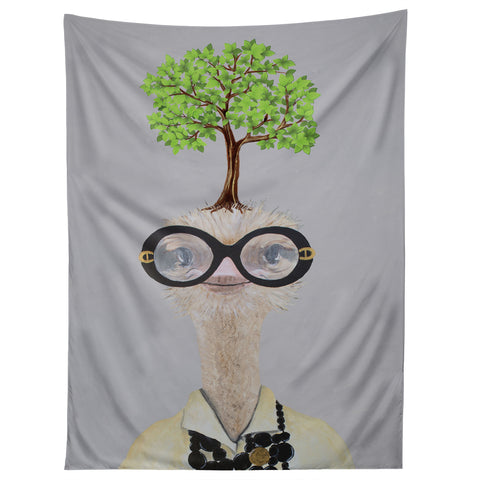 Coco de Paris Iris Apfel ostrich with a tree Tapestry