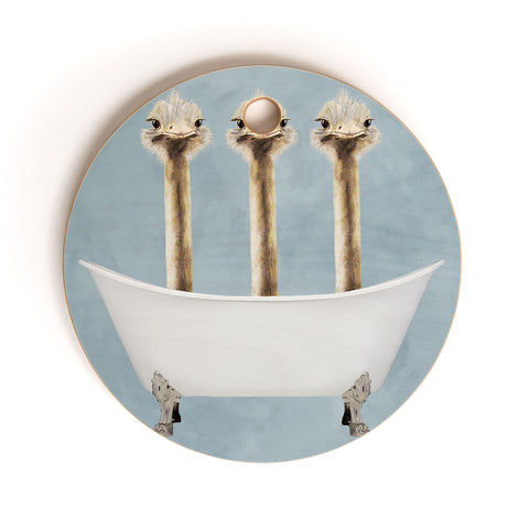 Coco de Paris Ostriches in bathtub Cutting Board Round