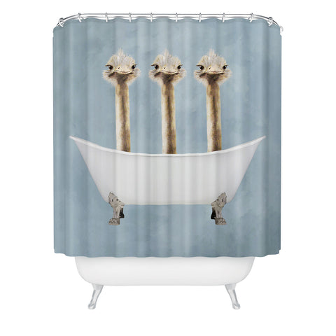 Coco de Paris Ostriches in bathtub Shower Curtain