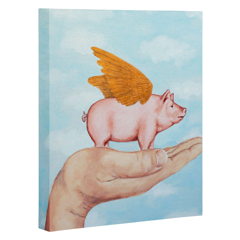 Coco de Paris Pig with Golden wings Art Canvas
