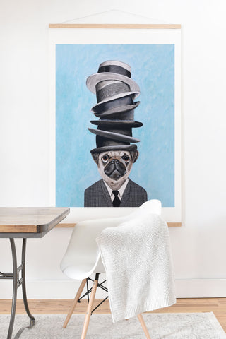 Coco de Paris Pug with stacked hats Art Print And Hanger