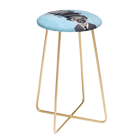Coco de Paris Pug with stacked hats Counter Stool