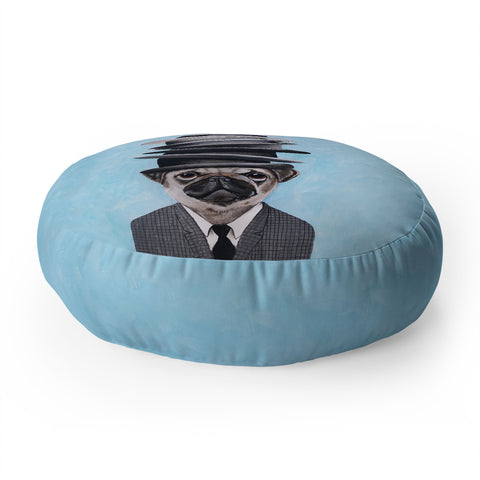 Coco de Paris Pug with stacked hats Floor Pillow Round