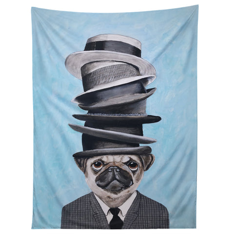 Coco de Paris Pug with stacked hats Tapestry