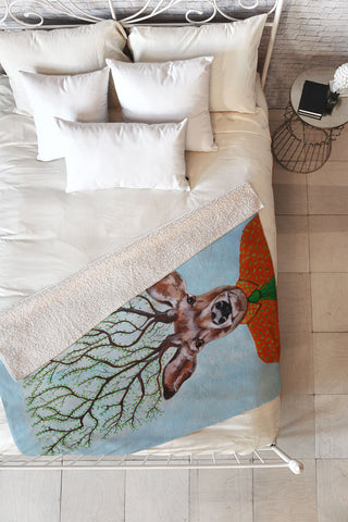 Coco de Paris Tree Deer Fleece Throw Blanket